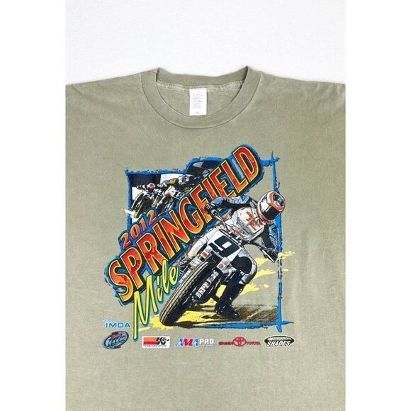 2012 Springfield Mile Motocross T-Shirt Tan Large Motorcycle Racing - Picture 1 of 9